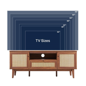 Finley 59 in. Farmhouse Caned TV Stand with Drawer and Storage Doors Fits TVs up to 65 in. with Cable Management - JONATHAN Y